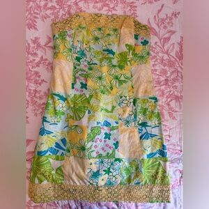 Lilly Pulitzer strapless shift dress.